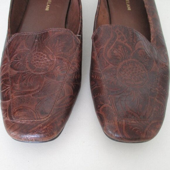 Antonio Melani Womens Brown Hand-tooled Leather Flat Loafer - Size 9M - Picture 5 of 9